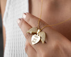 Engraved Name Heart Wings Necklace